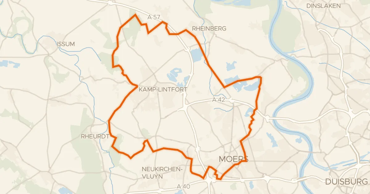 Kaart van de fietsroute Rondje Aumühle en Issumer Fleuth