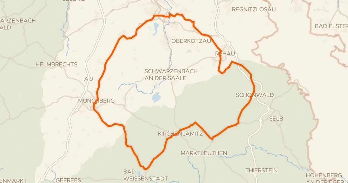 Kaart van de fietsroute Rondje Schloss Sophienreuth en Waldsteingipfel