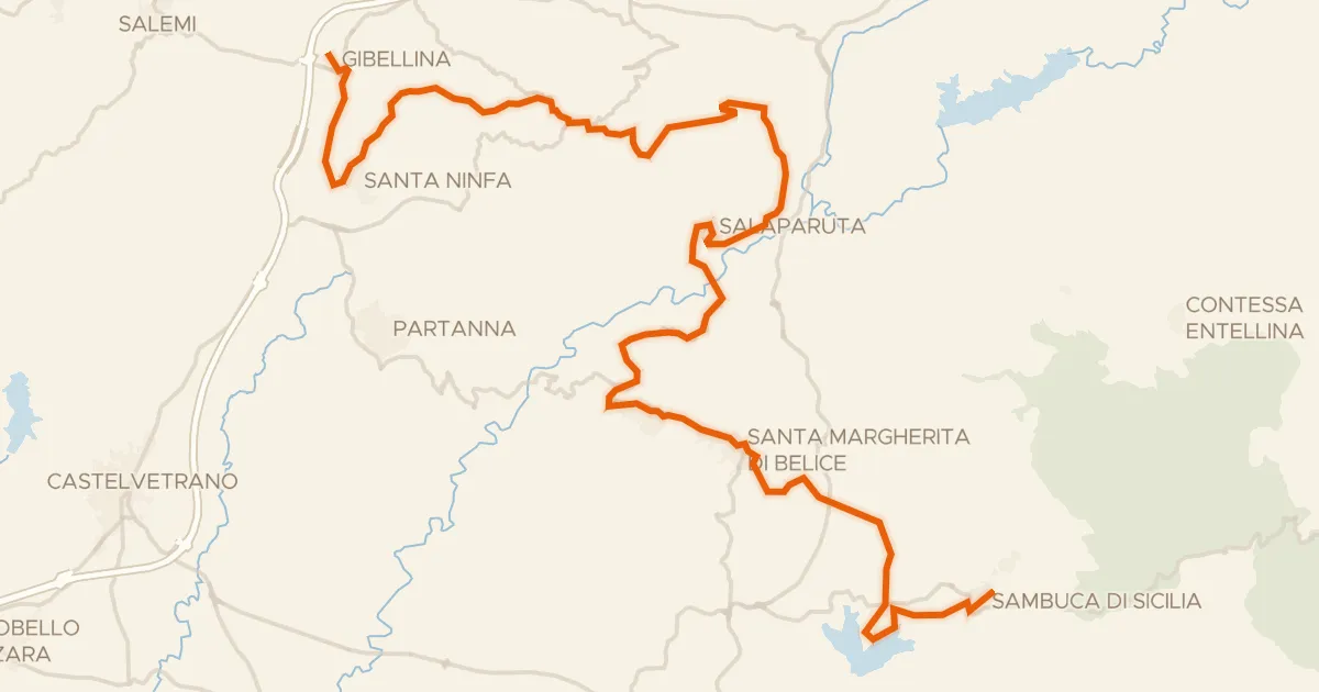 Kaart van de fietsroute Sicily Divide, Tappa 2