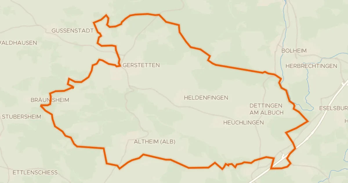 Kaart van de fietsroute Rondje ehem. Burg Falkenstein en Eselsburger Tal