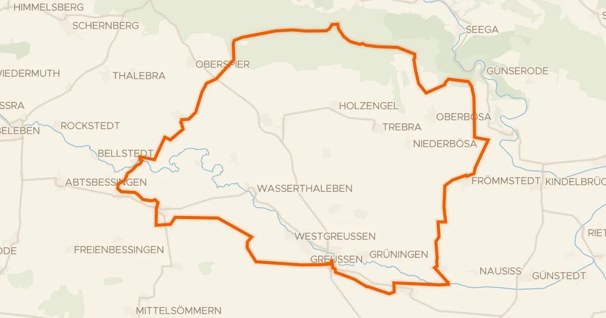 Kaart van de fietsroute Rondje NSG Wipperdurchbruch en Helbe