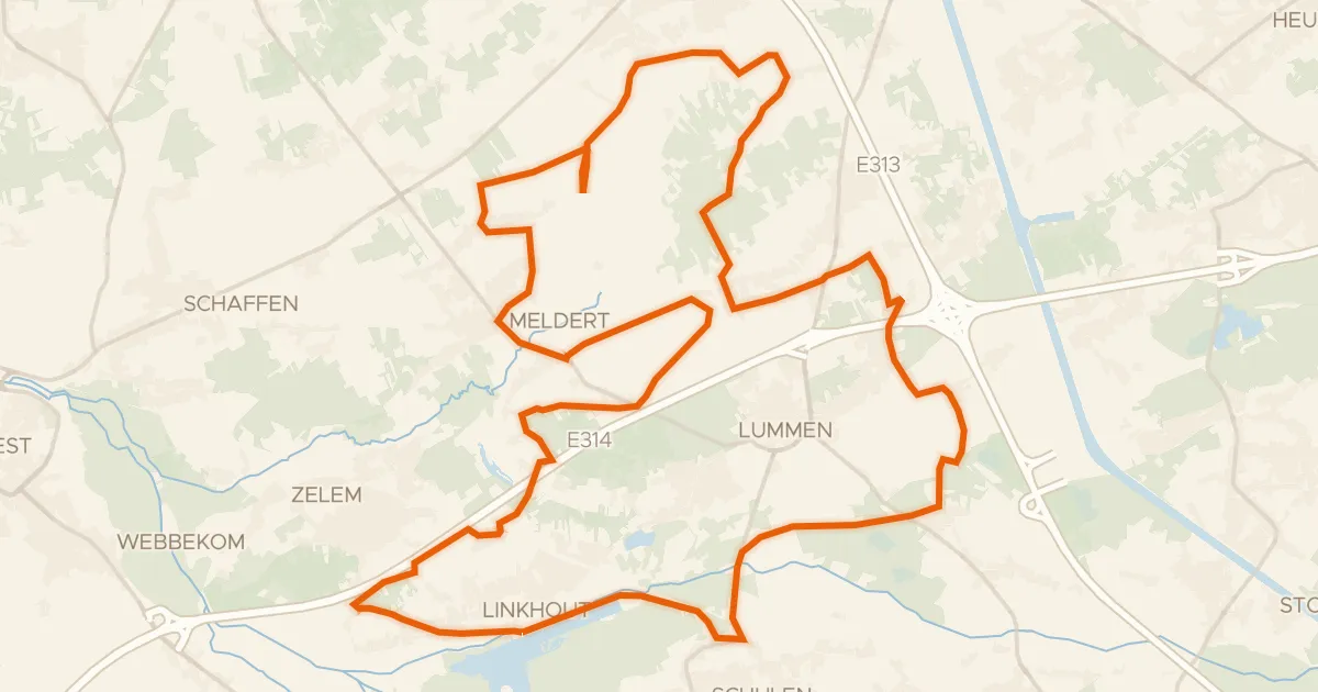 Map of the cycling route 50 Tinten groen route