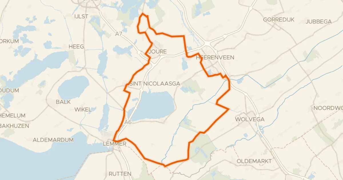 Map of the cycling route Rondje Heremastate en Sneekermeergebied