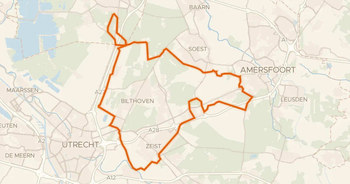 Kaart van de fietsroute Rondje Huis Cammingha en Einde Gooi
