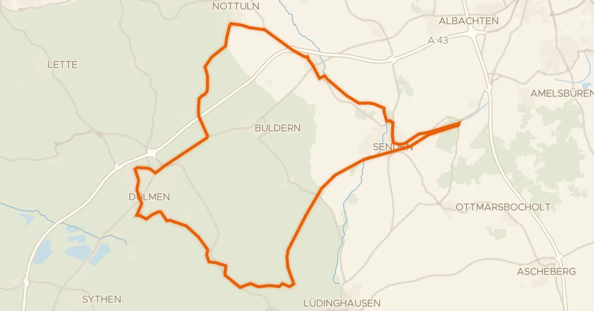 Map of the cycling route Rondje Schloß Senden en Venner Moor