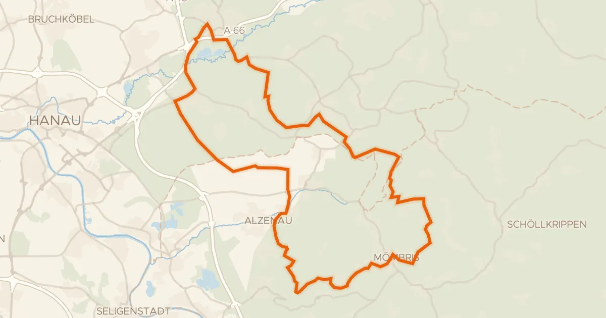 Kaart van de fietsroute Rondje Schloss Langenselbold en Kinzigaue von Langenselbold