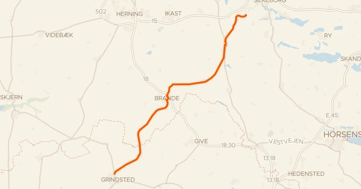 Map of the cycling route Den Skæve Bane