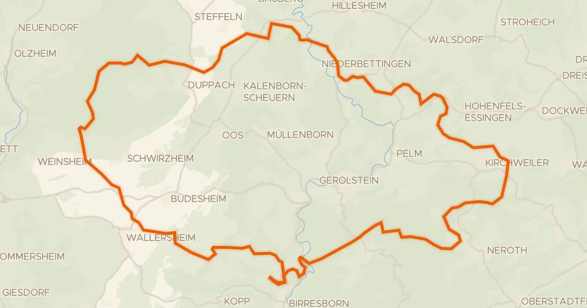 Kaart van de fietsroute Rondje Vulkan Kalem en Dietzenley