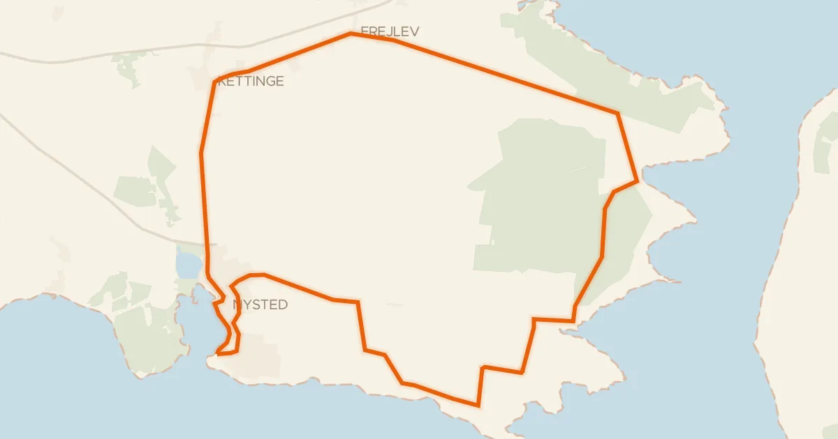 Kaart van de fietsroute Oldtidsruten