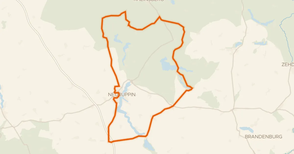 Map of the cycling route Rondje Stechlin en Rheinsberger Rhin und Hellberge