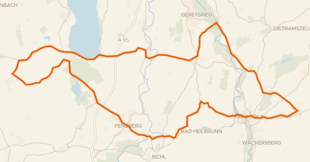 Kaart van de fietsroute Rondje Schloss Hirschberg am Haarsee en Osterseen