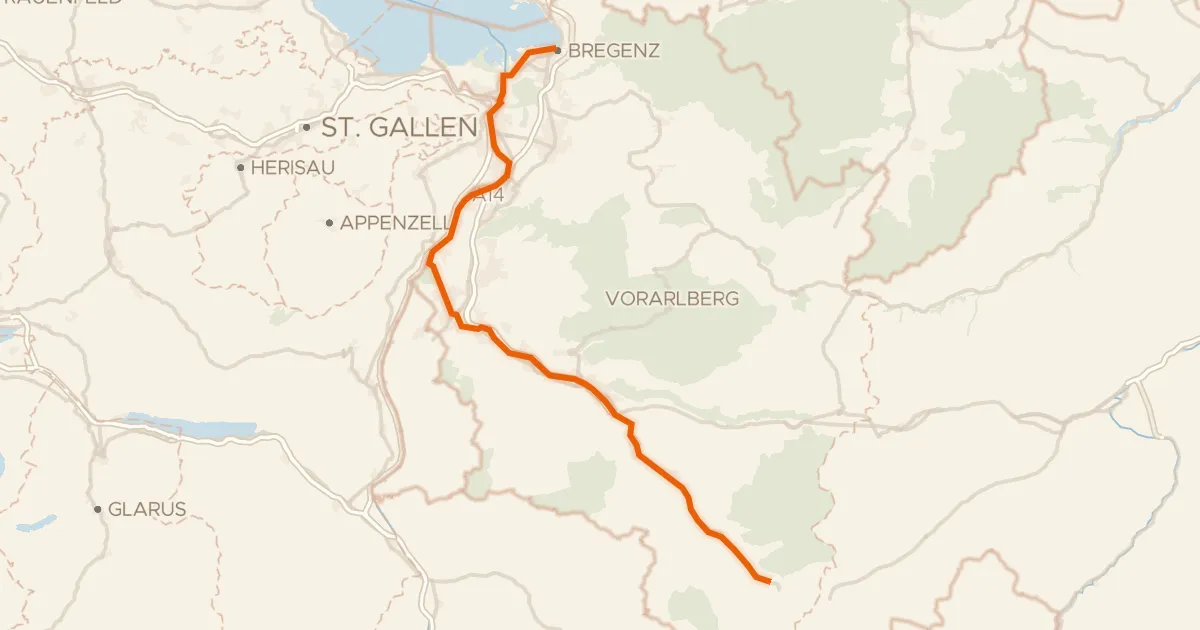 Kaart van de fietsroute Ill-Rhein Route