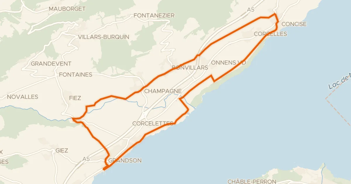 Kaart van de fietsroute Route du Vignoble de Bonvillars