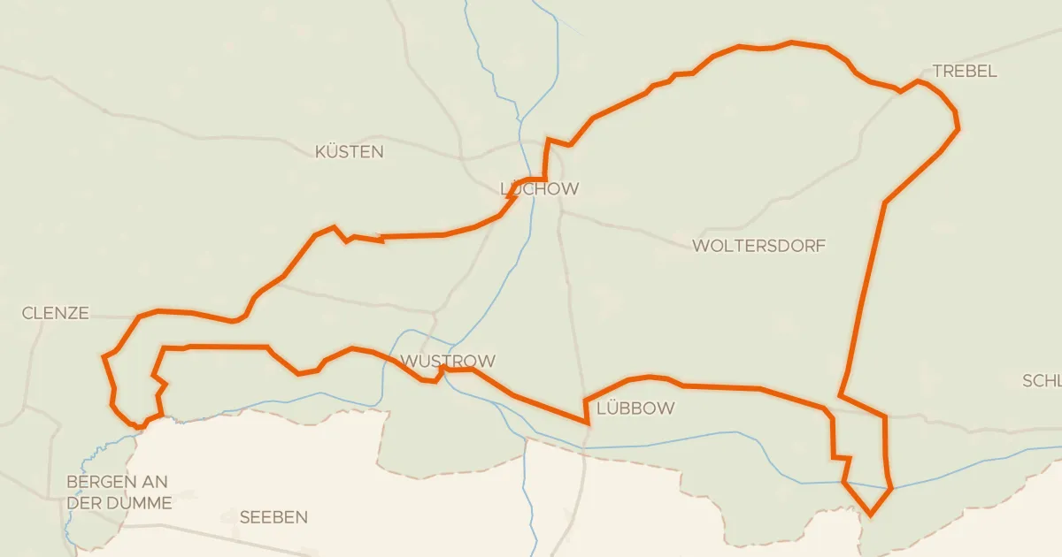 Kaart van de fietsroute Rondje Gain en Nemitzer Heide