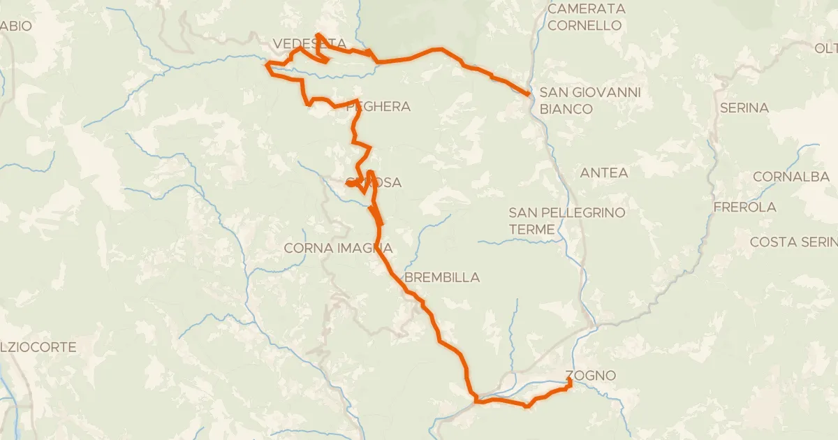 Kaart van de fietsroute Ciclo Percorso Val Taleggio