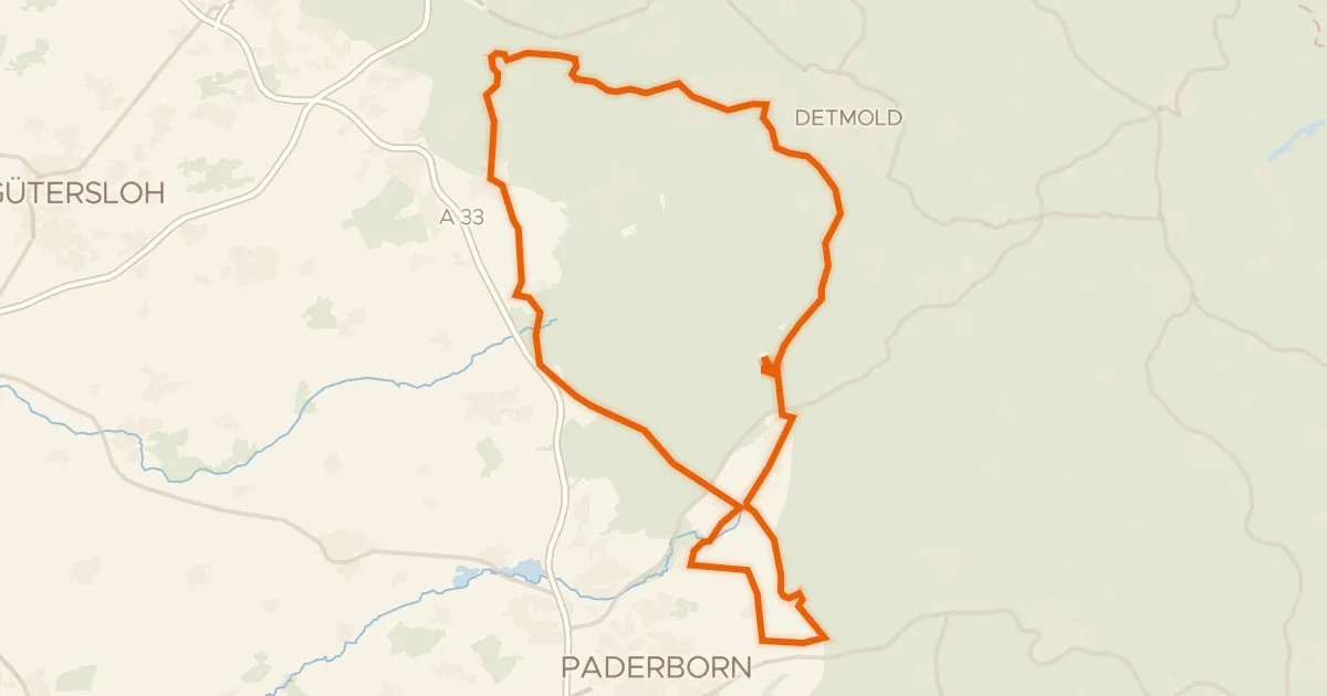 Map of the cycling route Rondje Burg Lippspringe en Moosheide