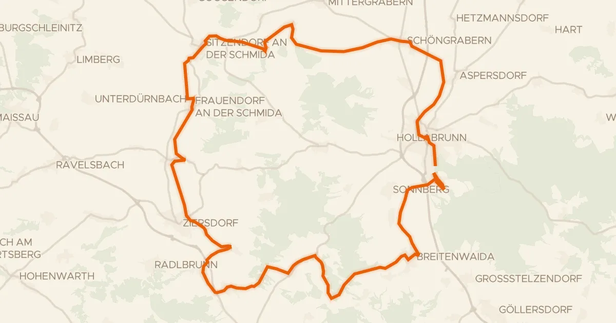 Kaart van de fietsroute Weinradroute - Rivaner