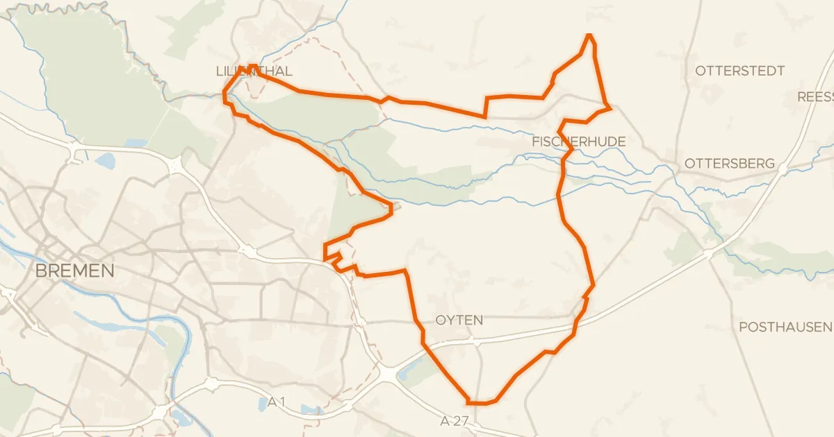 Kaart van de fietsroute Rondje Untere Wümme en Borgfelder Wümmewiesen