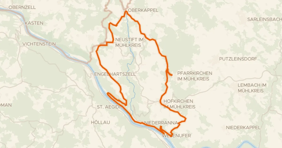 Kaart van de fietsroute Penzenstein-Runde