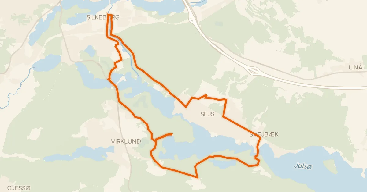 Kaart van de fietsroute Ud i kunsten og naturen 2: Guldalderruten