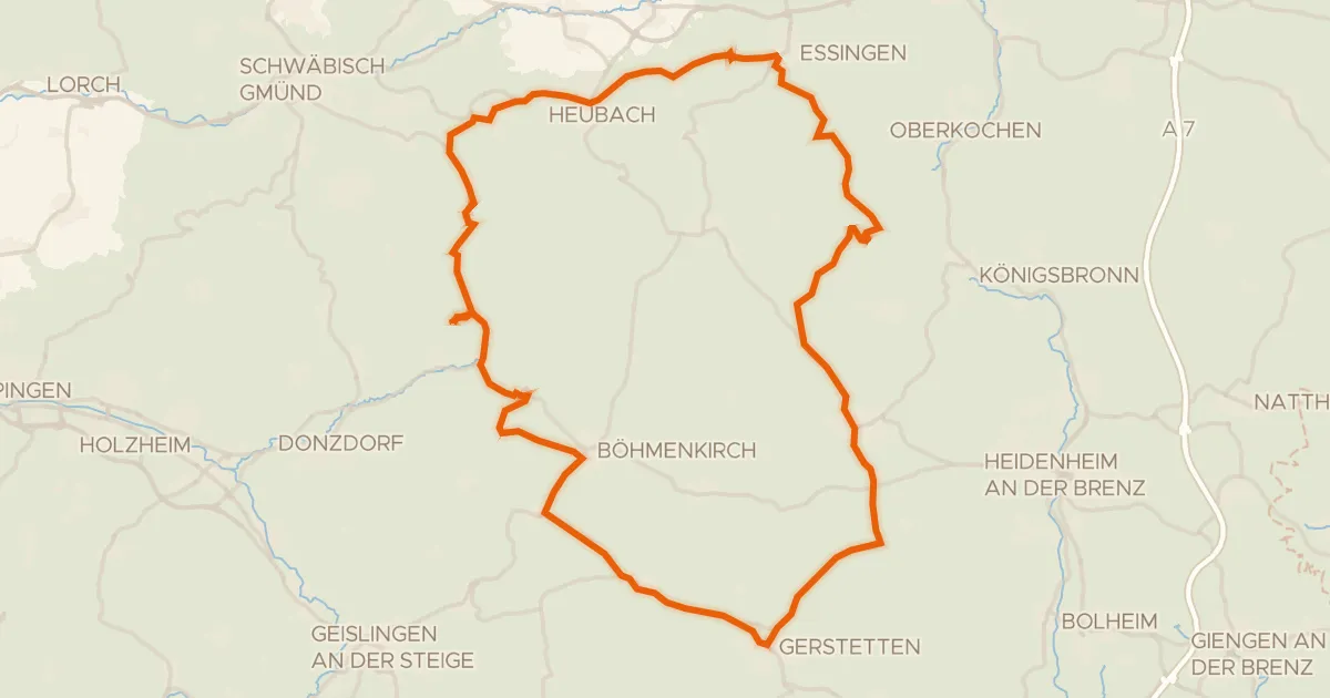 Kaart van de fietsroute Rondje Schloss Weißenstein en Steinheimer Becken