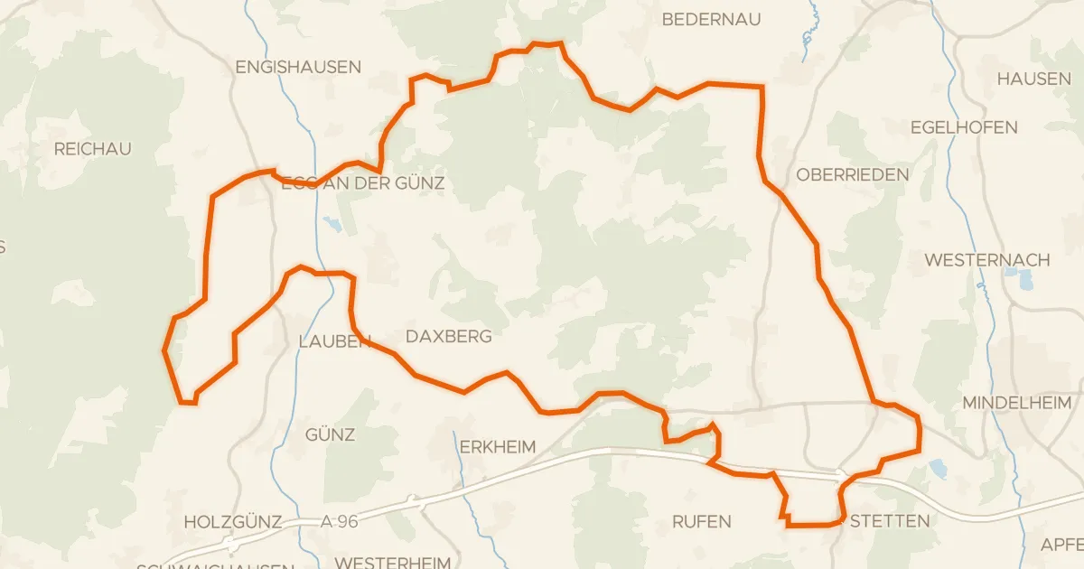 Kaart van de fietsroute Rondje Otterwald en Günz