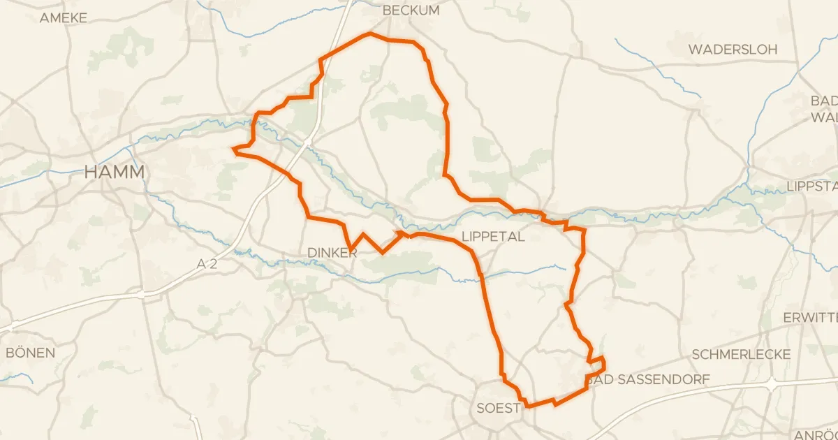 Kaart van de fietsroute Rondje Schloss Hovestadt en Haus Assen