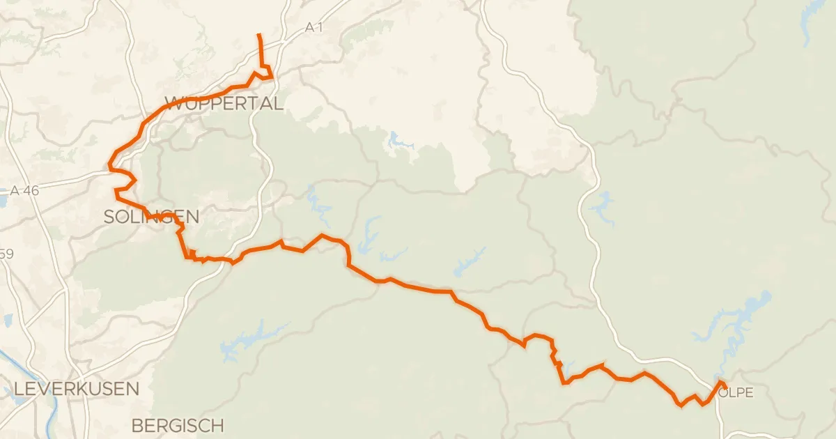 Map of the cycling route Bergischer Panoramaradweg