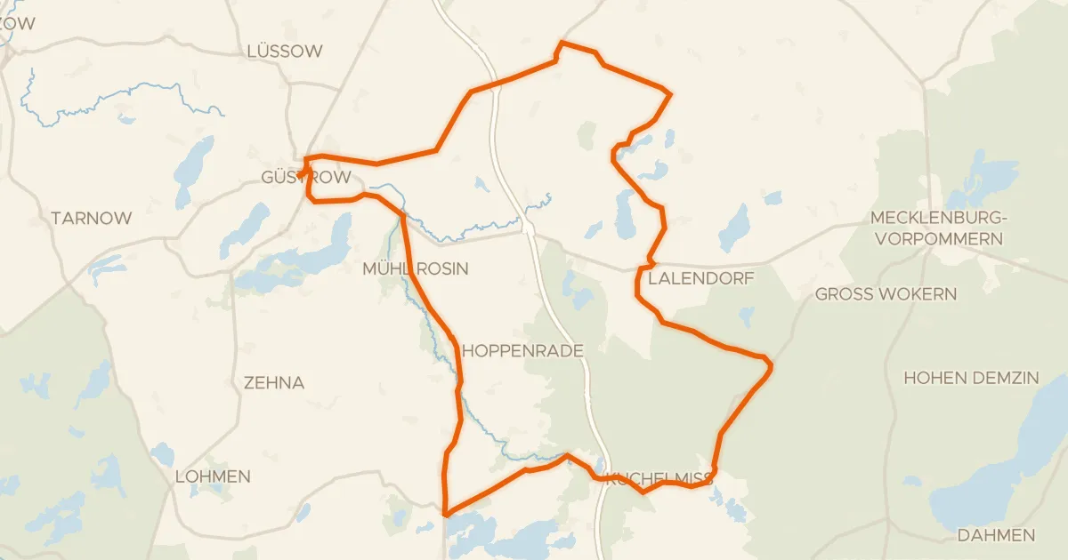 Map of the cycling route Rondje Nebel en Ahrenshäger See