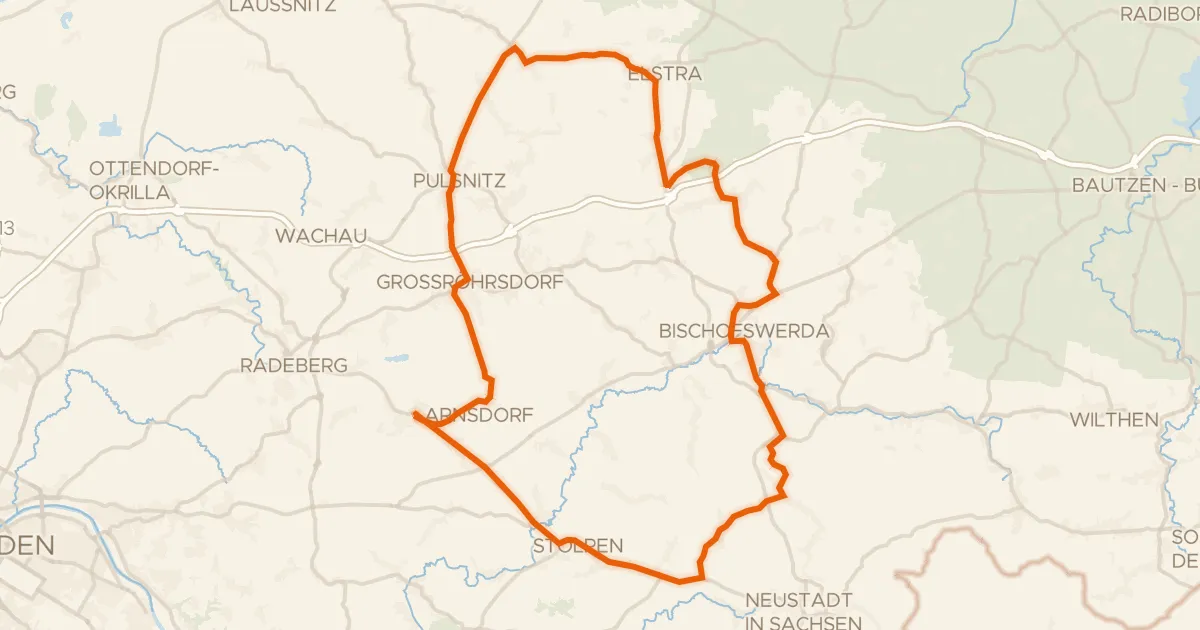 Kaart van de fietsroute Rondje Massenei en Wesenitz