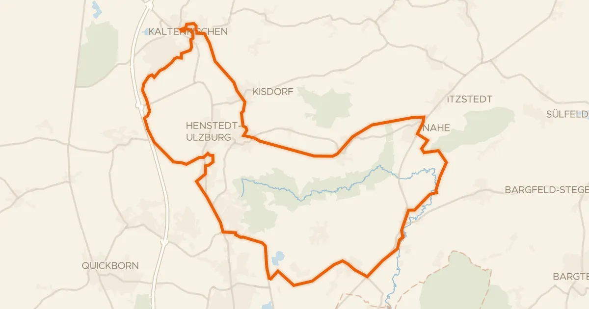 Map of the cycling route Rondje Oberalsterniederung en Nienwohlder Moor