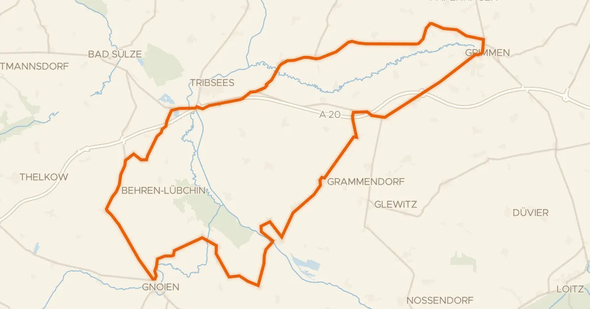 Map of the cycling route Rondje Trebelkanal en Trebel