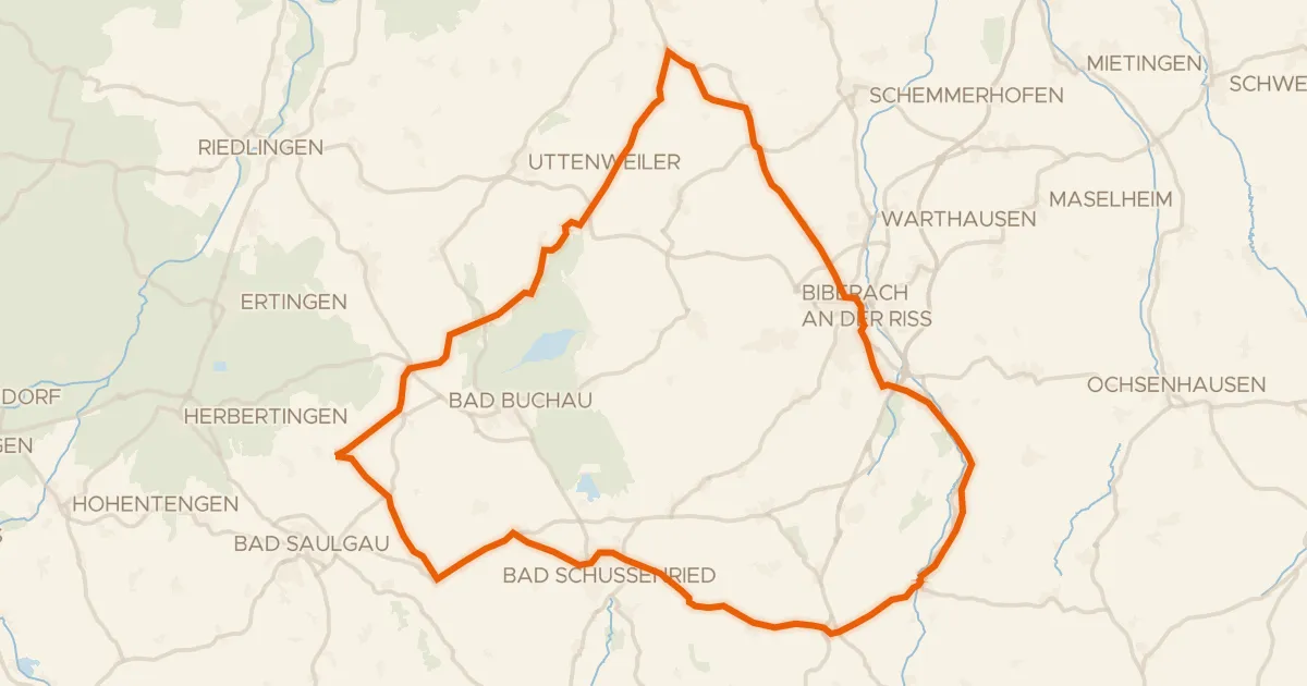 Kaart van de fietsroute Rondje Federsee en Riß