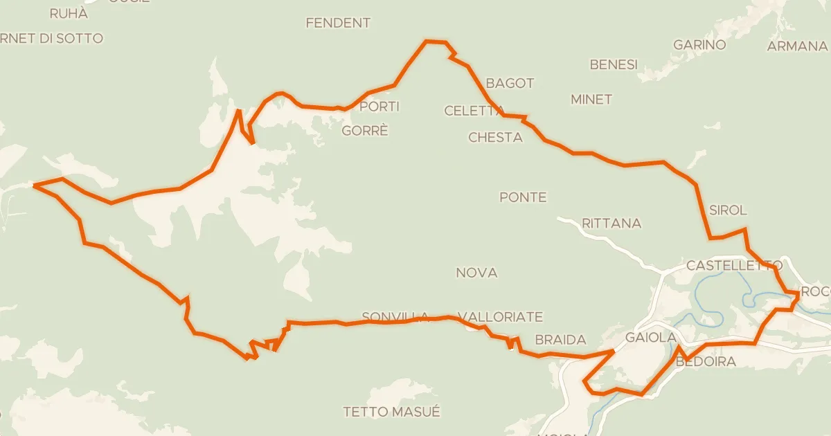 Kaart van de fietsroute Arancione
