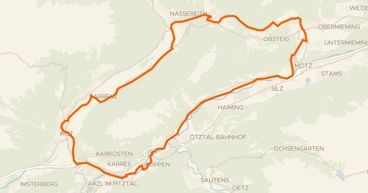 Map of the cycling route Tschirgantrunde