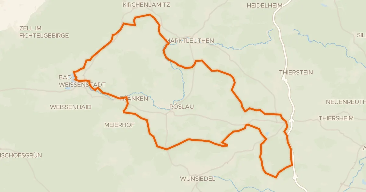 Kaart van de fietsroute Rondje Weißenstädter See en Zeitelmoos