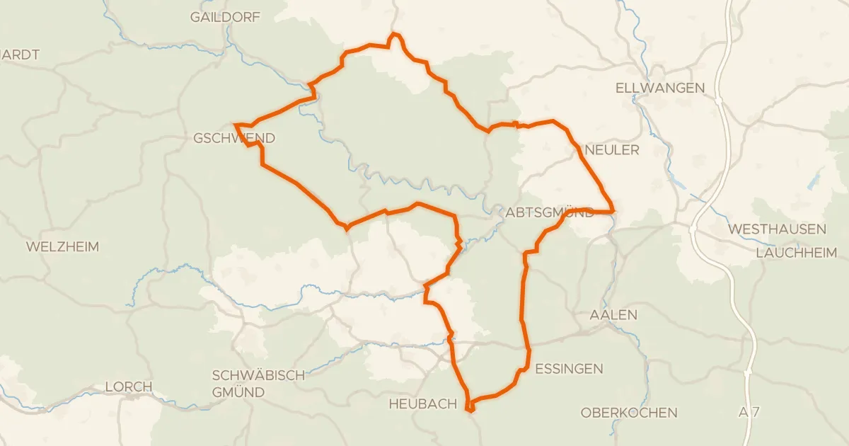 Map of the cycling route Rondje langs de Kocher en Lein