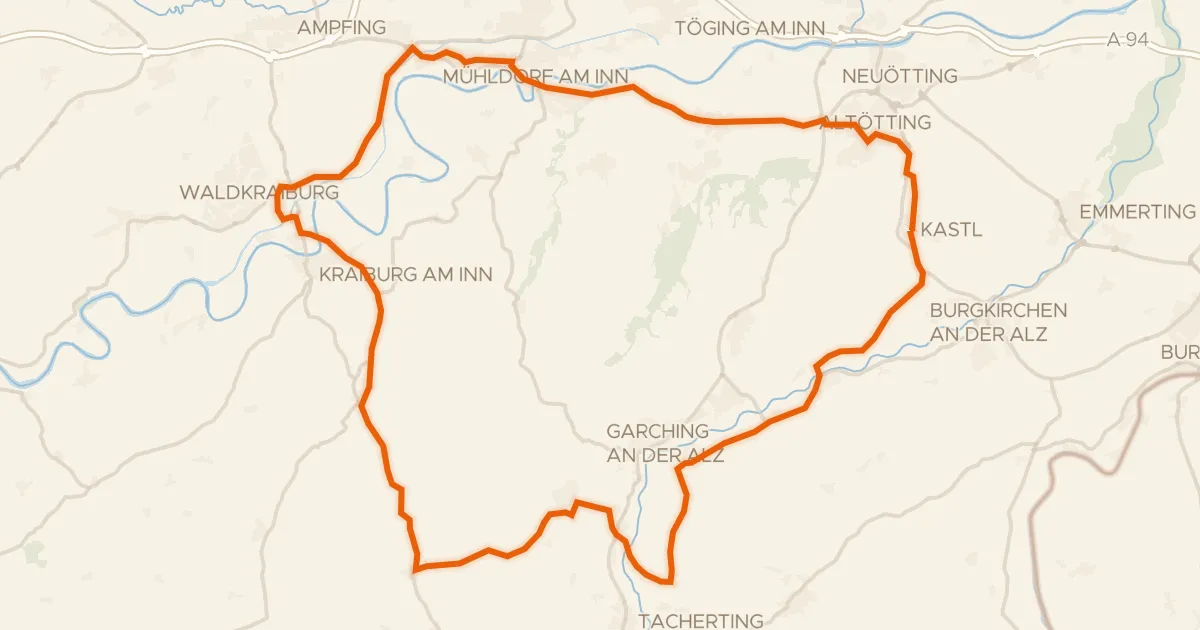 Kaart van de fietsroute Rondje Grünbach und Bucher Moor en Alz