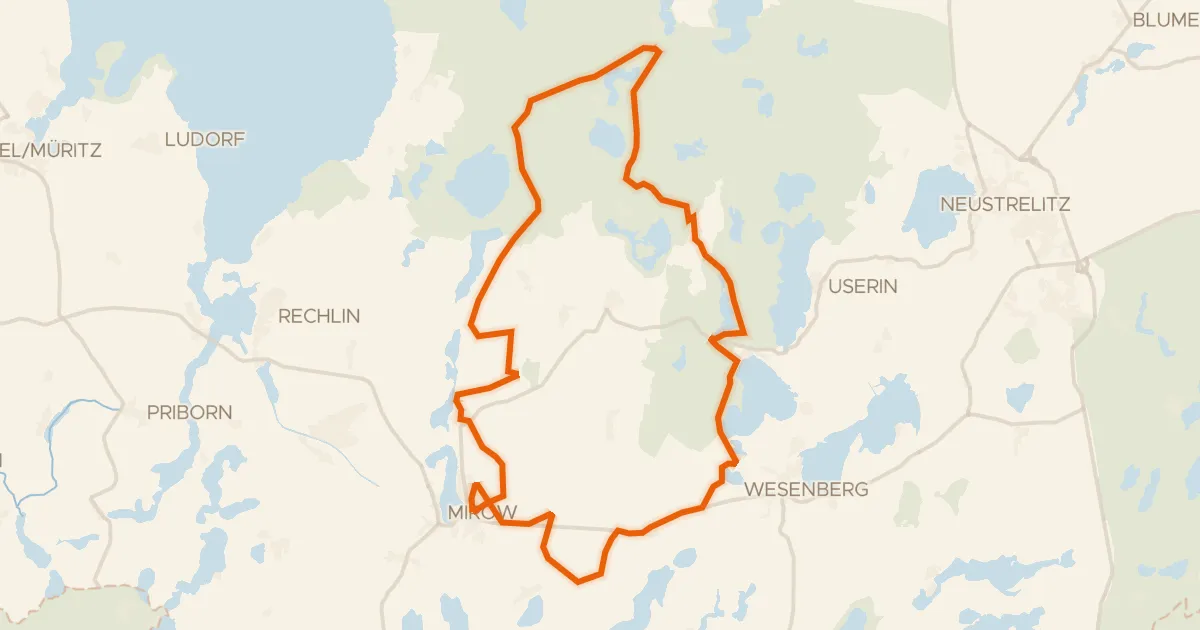 Kaart van de fietsroute Rondje Zerrinsee bei Qualzow en Großer Labussee