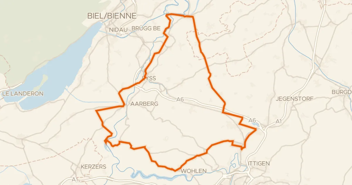 Map of the cycling route Hills along the Lyssbach