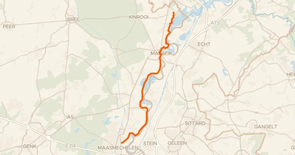 Map of the cycling route Maasroute - 1 - Kessenich - Maasmechelen