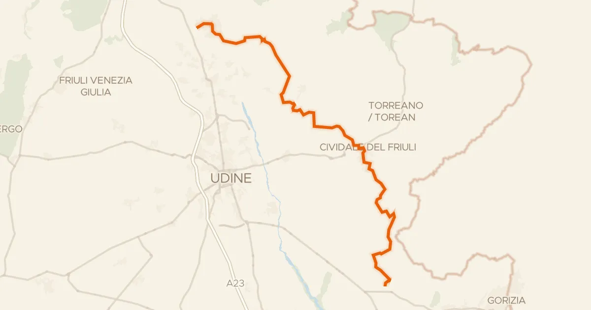 Kaart van de fietsroute FVG 3/d "Variante dei vigneti"