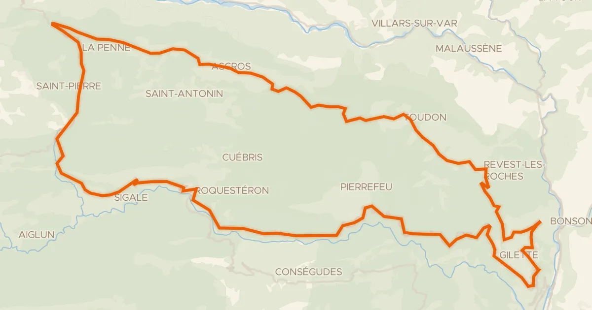 Map of the cycling route Boucle d'Azur n°4 : Les Balcons de l'Estéron