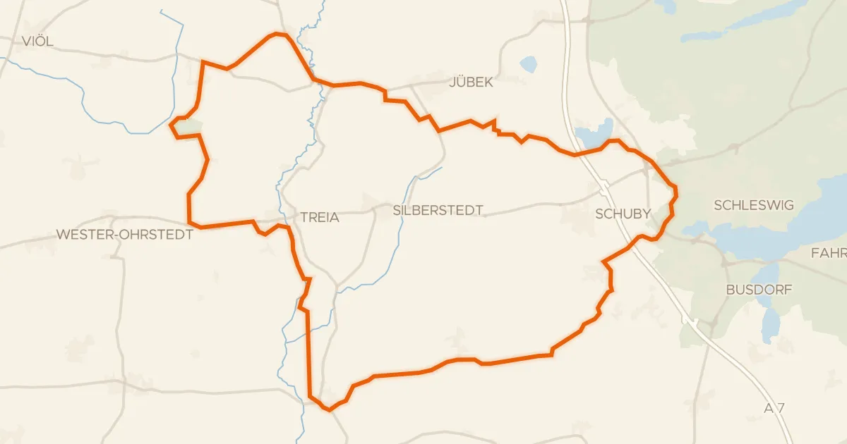 Kaart van de fietsroute Rondje Ahrenviölfelder Westermoor en Schlei