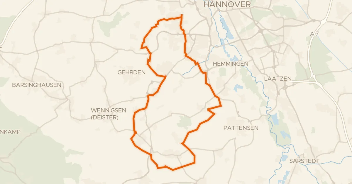 Kaart van de fietsroute Rondje Rittergut Bredenbeck en Benther Berg