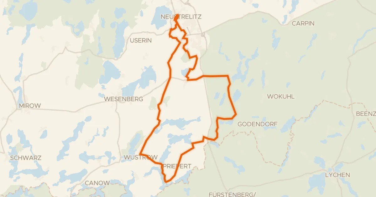Map of the cycling route Rondje Keetzseen en Rothes Moor bei Wesenberg