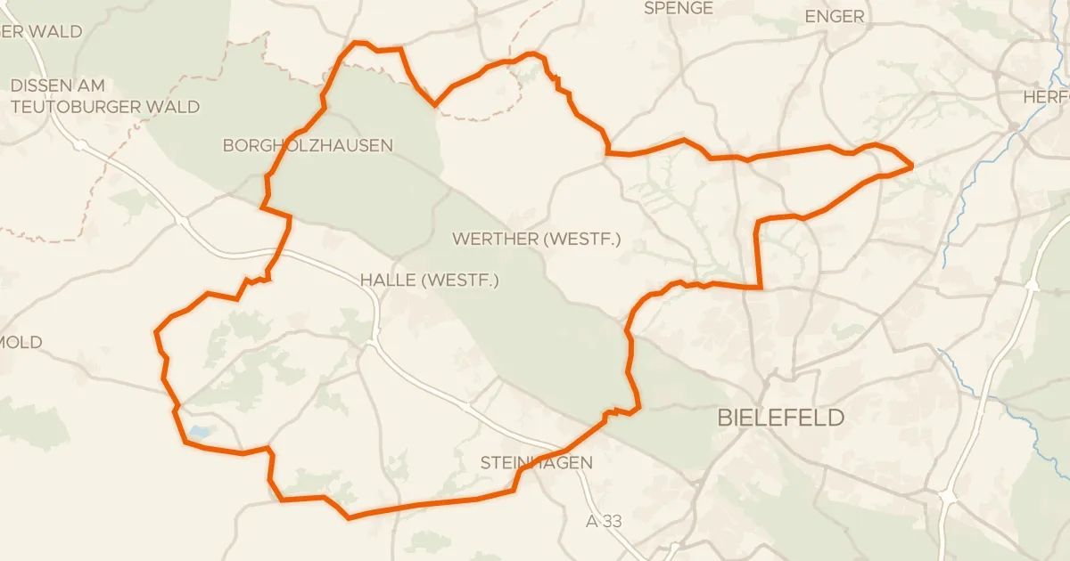 Kaart van de fietsroute Rondje Schloß Holtfeld en Jammertal