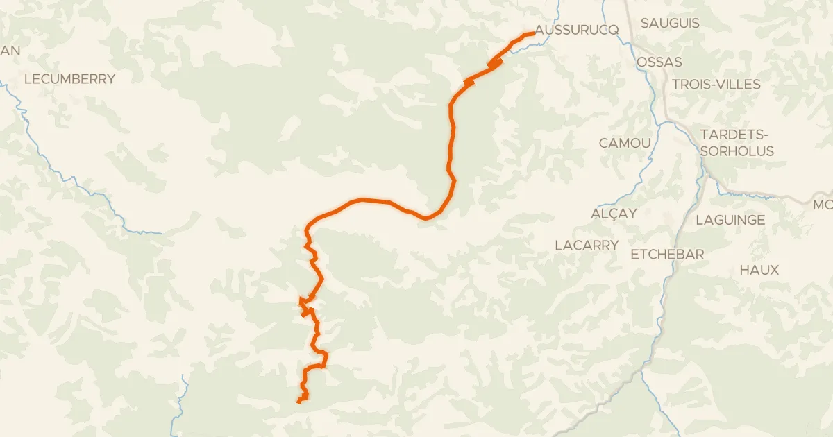 Kaart van de fietsroute Onsycol Bagargui