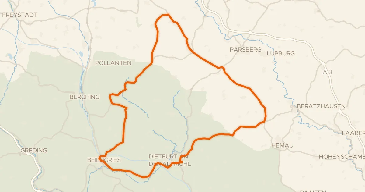 Map of the cycling route Rondje Schloß Töging en Sulz