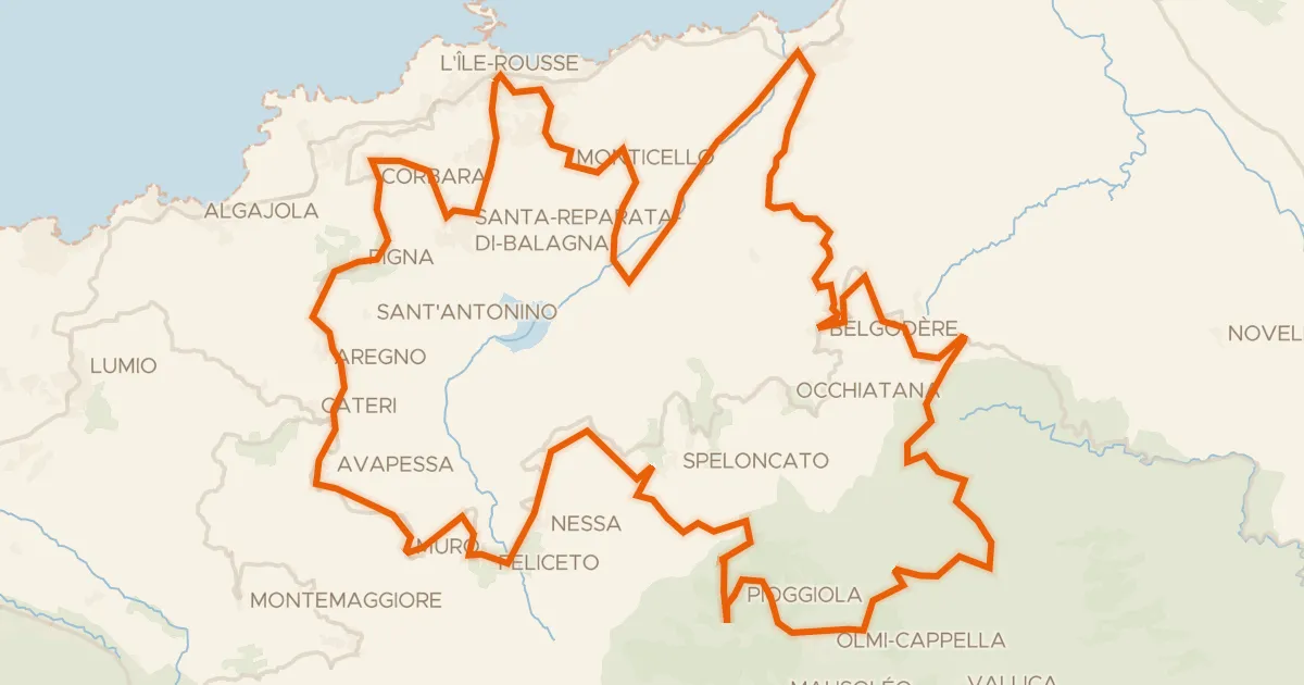 Map of the cycling route Tour de la Haute Balagne